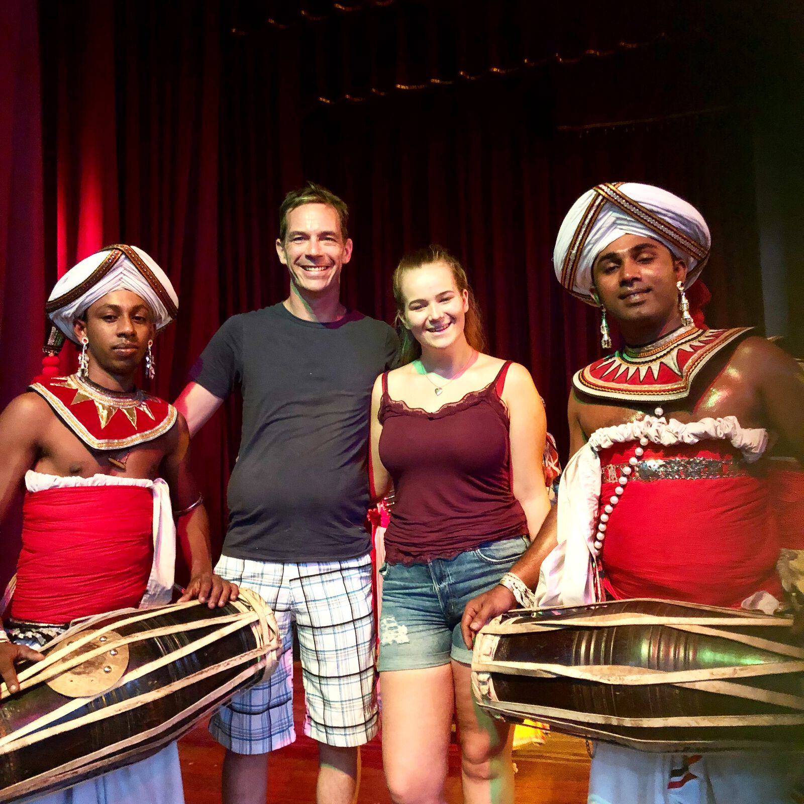 With Kandyan drummers after the performance